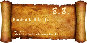 Bonfert Béla névjegykártya